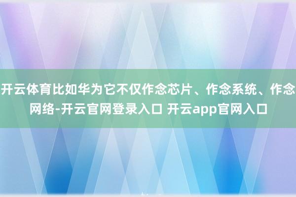 开云体育比如华为它不仅作念芯片、作念系统、作念网络-开云官网登录入口 开云app官网入口