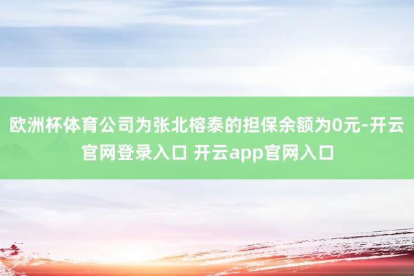 欧洲杯体育公司为张北榕泰的担保余额为0元-开云官网登录入口 开云app官网入口