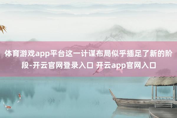 体育游戏app平台这一计谋布局似乎插足了新的阶段-开云官网登录入口 开云app官网入口