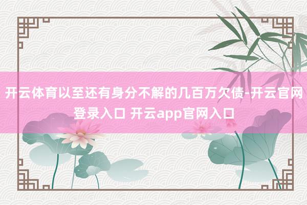 开云体育以至还有身分不解的几百万欠债-开云官网登录入口 开云app官网入口