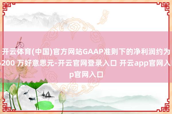 开云体育(中国)官方网站GAAP准则下的净利润约为 6200 万好意思元-开云官网登录入口 开云app官网入口