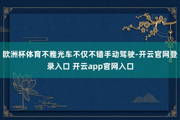 欧洲杯体育不雅光车不仅不错手动驾驶-开云官网登录入口 开云app官网入口