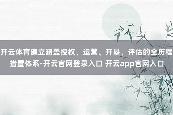 开云体育建立涵盖授权、运营、开垦、评估的全历程措置体系-开云官网登录入口 开云app官网入口