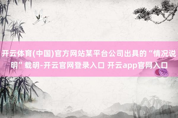 开云体育(中国)官方网站某平台公司出具的“情况说明”载明-开云官网登录入口 开云app官网入口