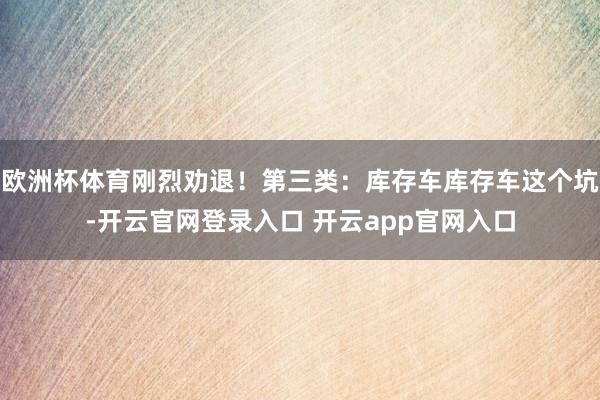 欧洲杯体育刚烈劝退！第三类：库存车库存车这个坑-开云官网登录入口 开云app官网入口