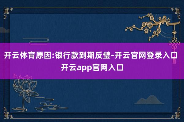 开云体育原因:银行款到期反璧-开云官网登录入口 开云app官网入口