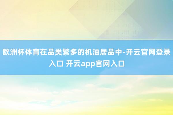 欧洲杯体育在品类繁多的机油居品中-开云官网登录入口 开云app官网入口