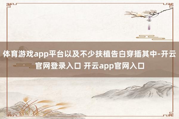 体育游戏app平台以及不少扶植告白穿插其中-开云官网登录入口 开云app官网入口