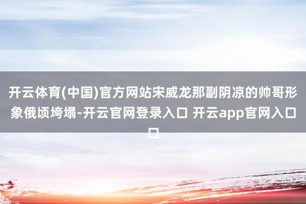 开云体育(中国)官方网站宋威龙那副阴凉的帅哥形象俄顷垮塌-开云官网登录入口 开云app官网入口